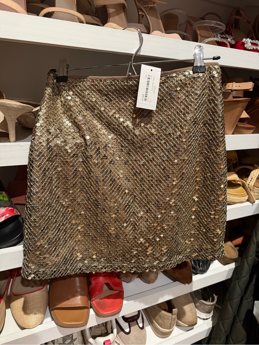 fab'rik Gold Sequin Mini Skirt